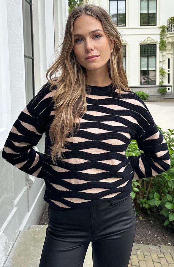 Wavy Lurex Trui Elodi Zwart – truien, foto 6