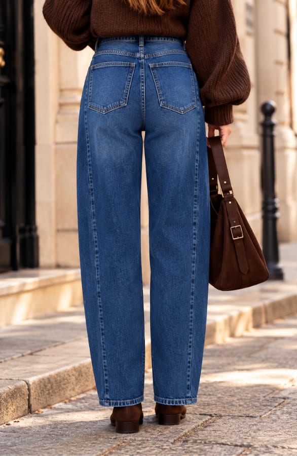 Wide Balloon Leg Jeans Dark Blue, foto 3