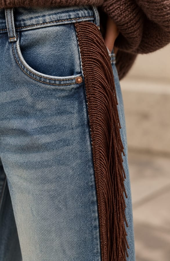 Franje Wide Leg Jeans Blauw Choco, foto 4