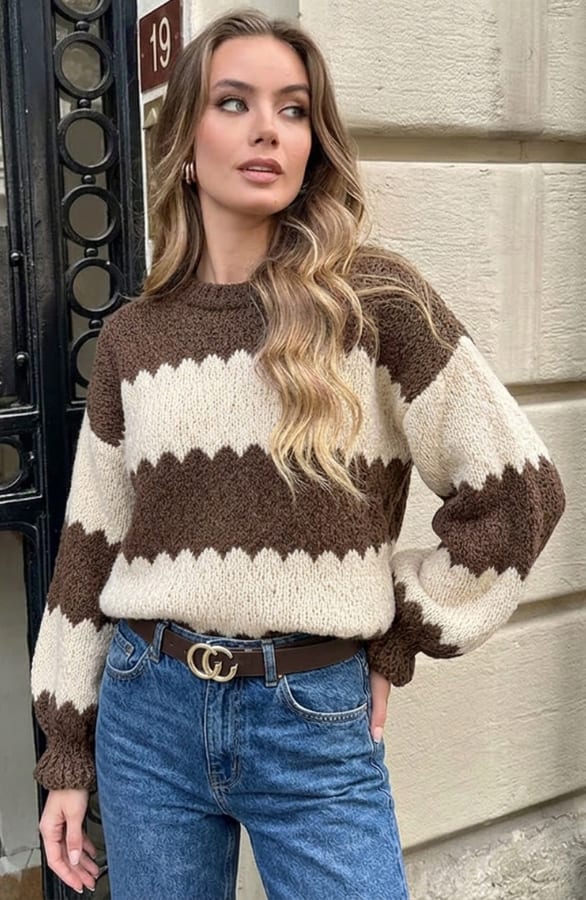 Zachte Gebreide Trui Choco Beige – truien, foto 2