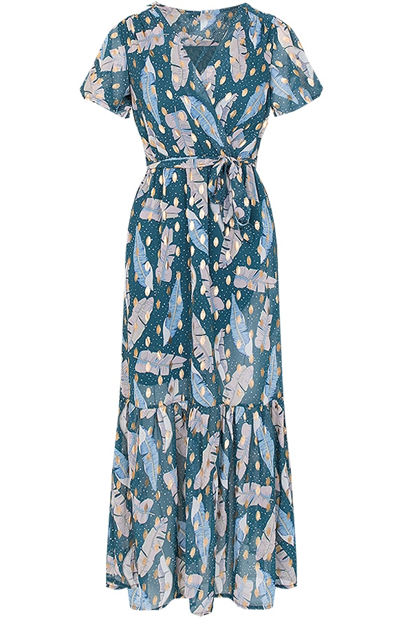 Midi Leaves Dress Lea Turquoise – shoparchief