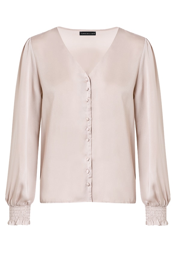 Zijden Blouse Met knopen Myla Champagne – shoparchief, foto 6