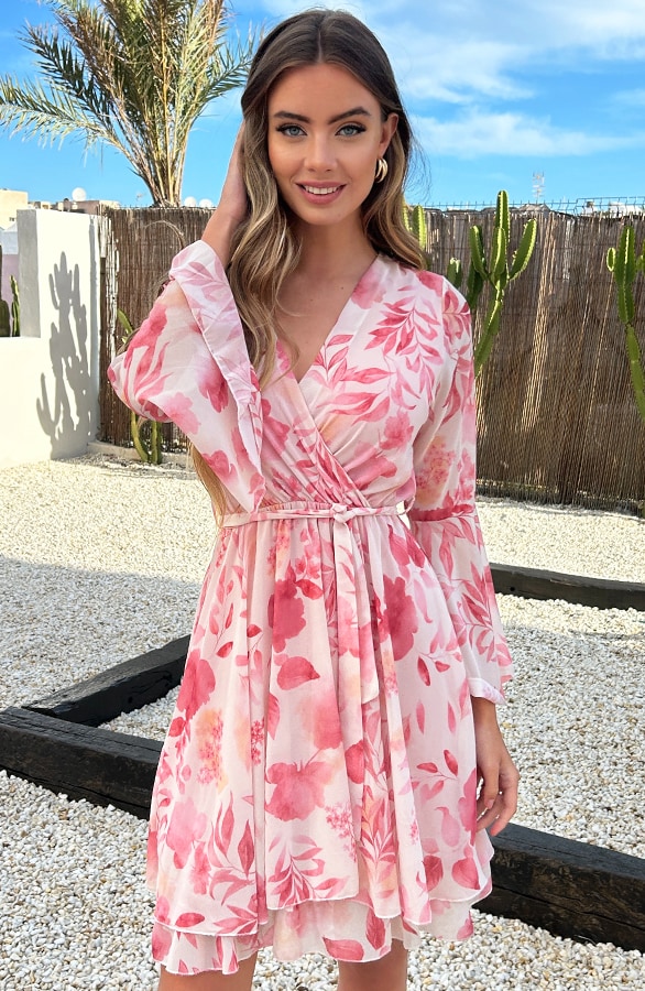 Wijde Mouw Jurk Ella Dust Roze – shoparchief, foto 4