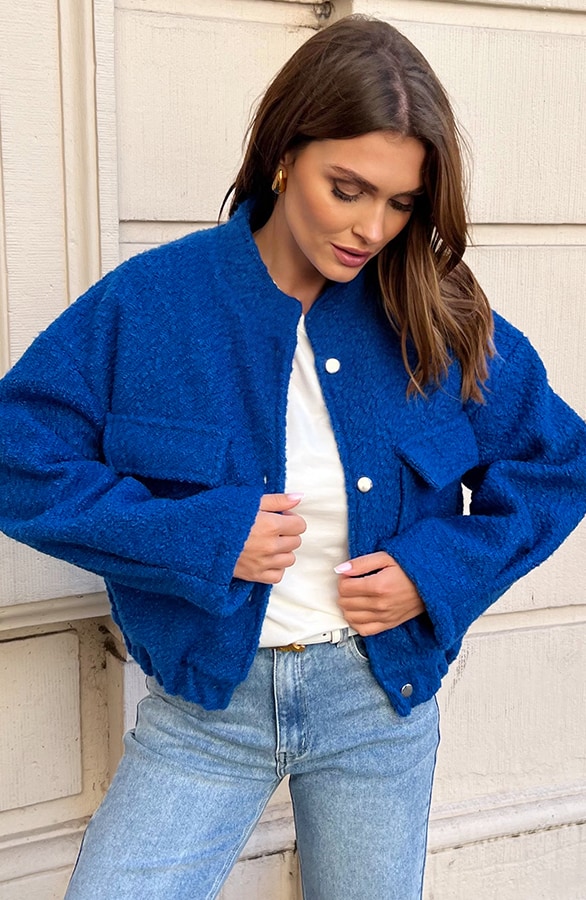 Bomber Jasje Boucle Celine Kobalt – vesten
