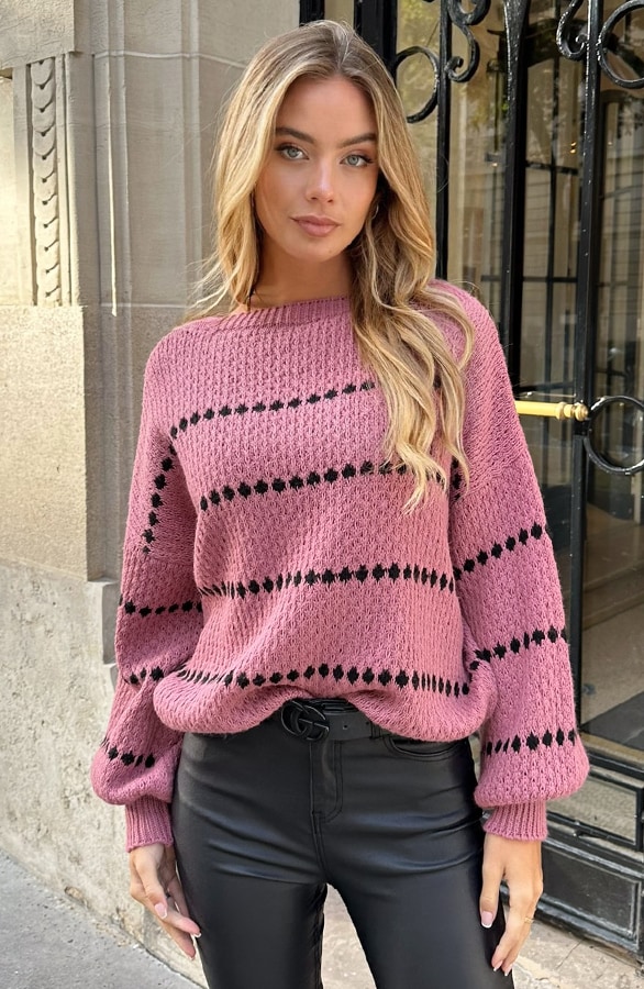 Stipjes Trui Emie Dust Roze – truien