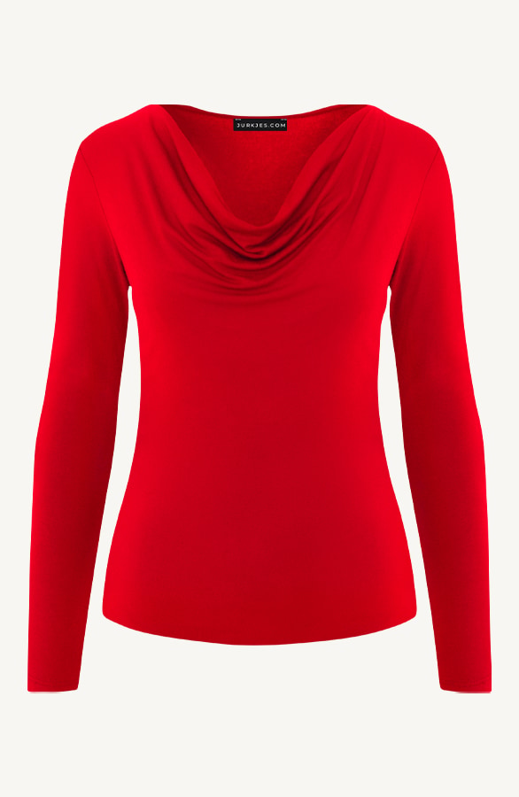 Waterval Top Long Sleeve Yulia Rood – shirts & tops