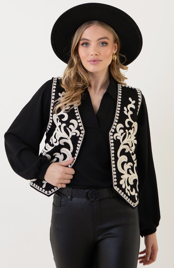 Gilet Met Beads Reeva Zwart – gilets