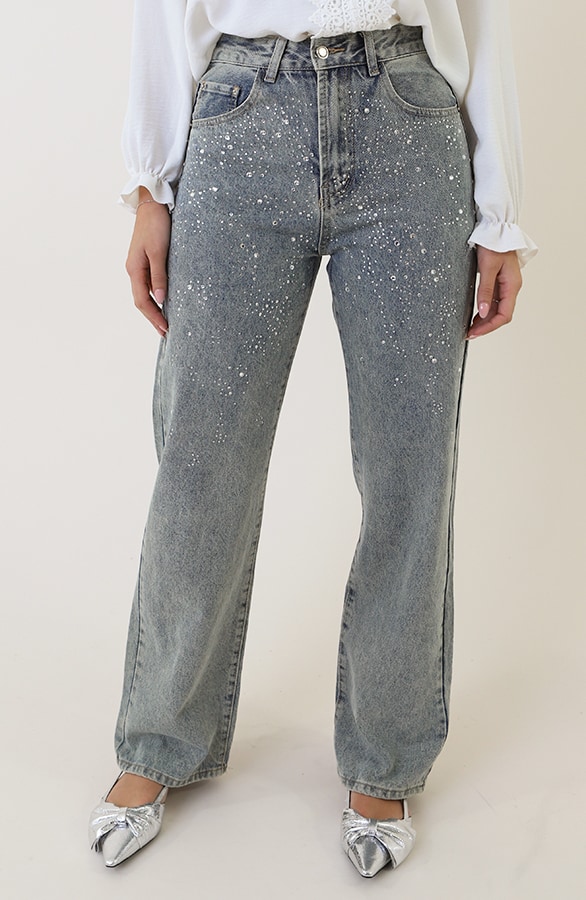 Strass Stretch Wide Leg Norah Denim – jeans