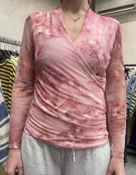Soft Blossom V-Neck Top Roze – shirts & tops