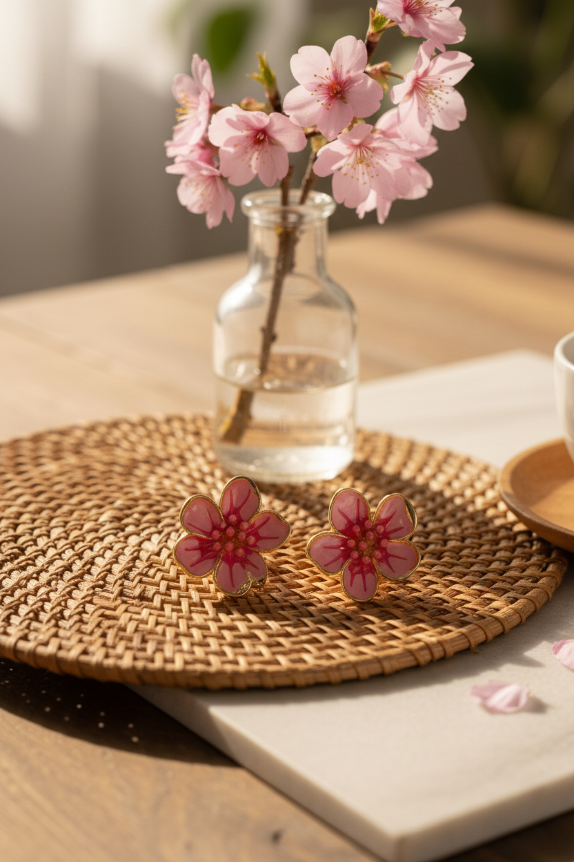 Blossom Oorbellen Goud Roze – accessoires