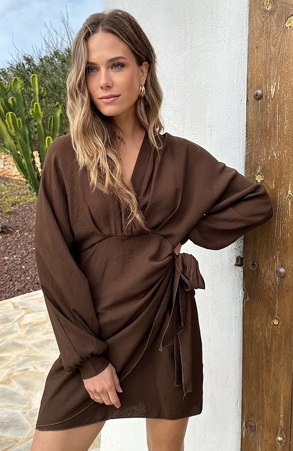 Knotted V-Neck Dress Choco – alle jurkjes