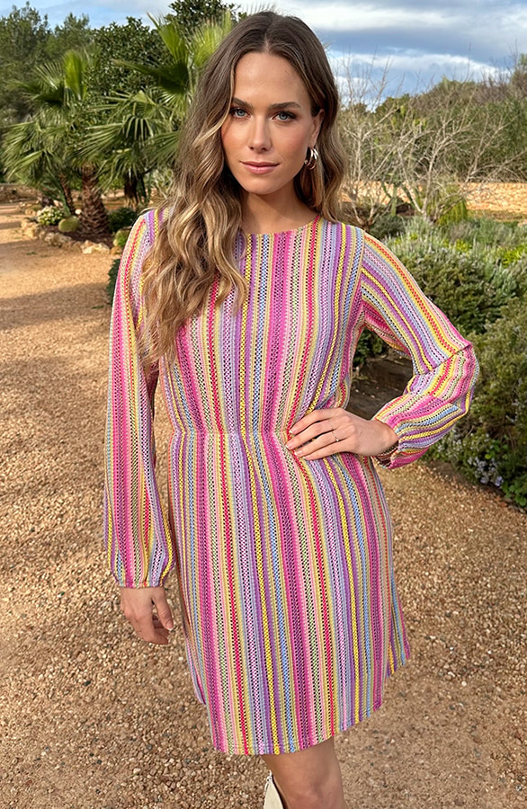 Crochet Stripe Midi Dress Multicolor – alle jurkjes