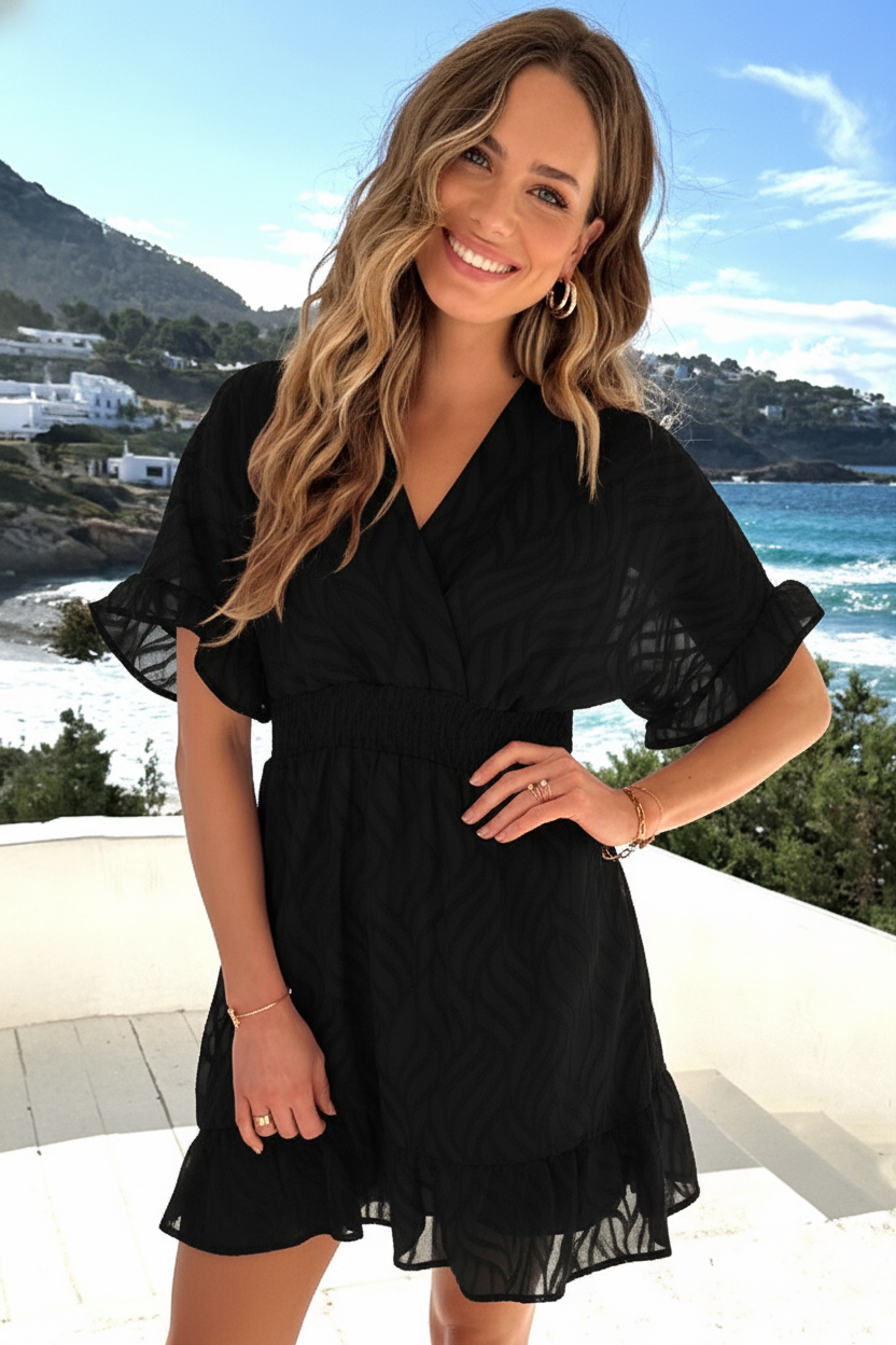 Premium Ruffle Dress Zwart – alle jurkjes