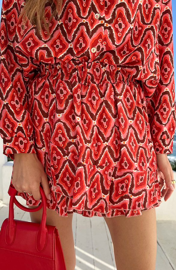 Viscose Print Skort Deep Coral – skorts