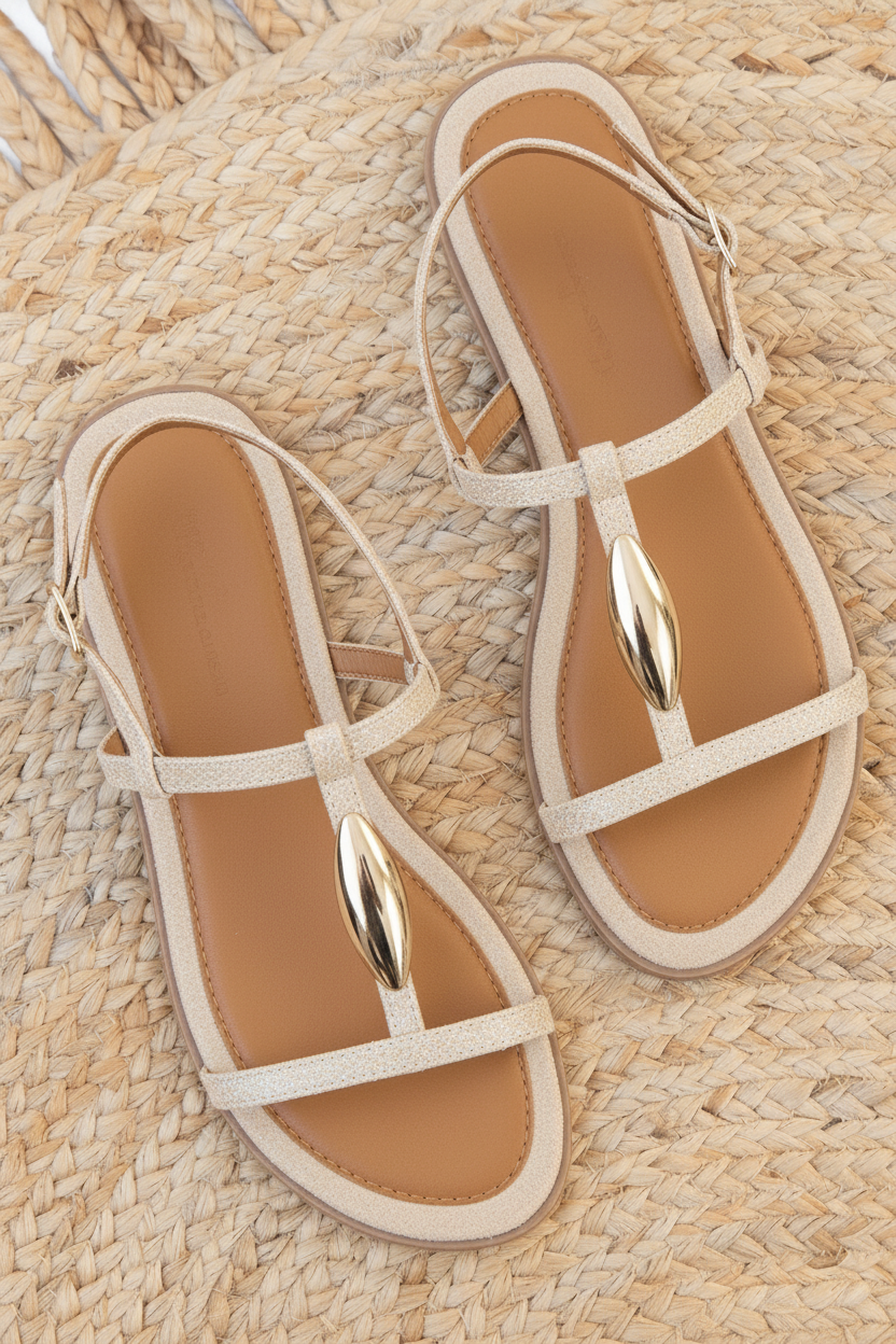 Classic Luxury T-Strap Sandals Beige – schoenen