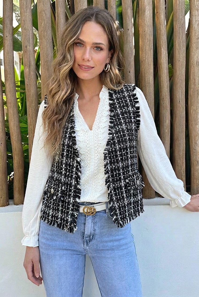 Classic Tweed Gilet Zwart – vesten