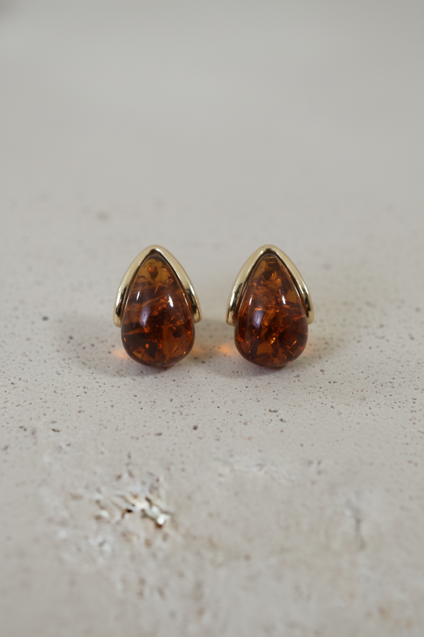 Resin Drop Oorbellen Marble Goud Bruin – accessoires