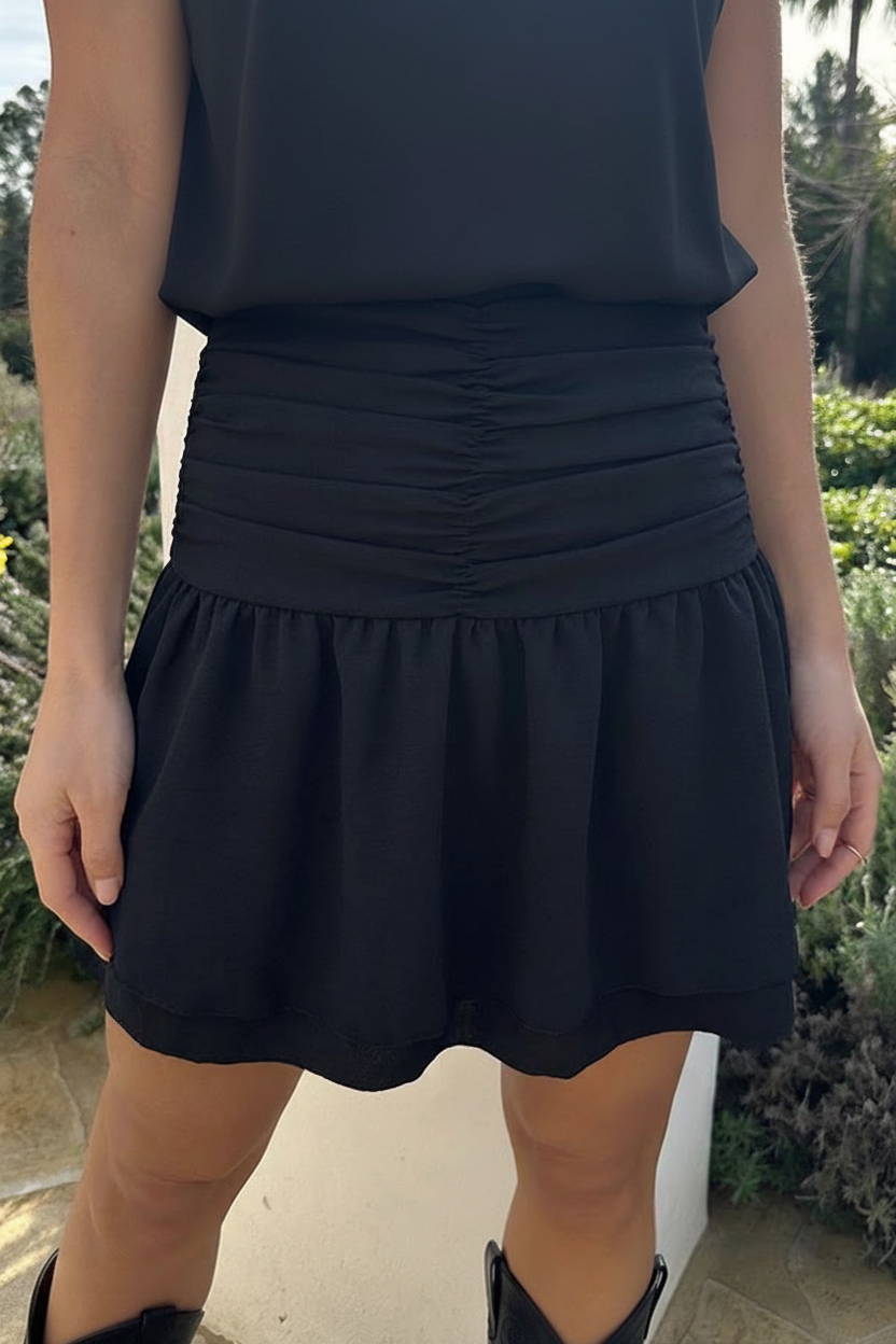Ruched Waist Skort Zwart – skorts