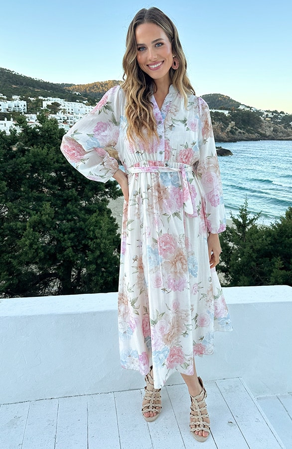 Silky Flower Dress Beige – alle jurkjes