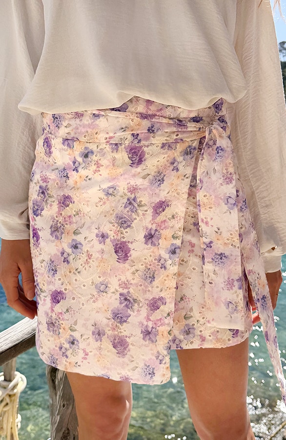 Wrap Skirt Savannah Print Lila – dameskleding