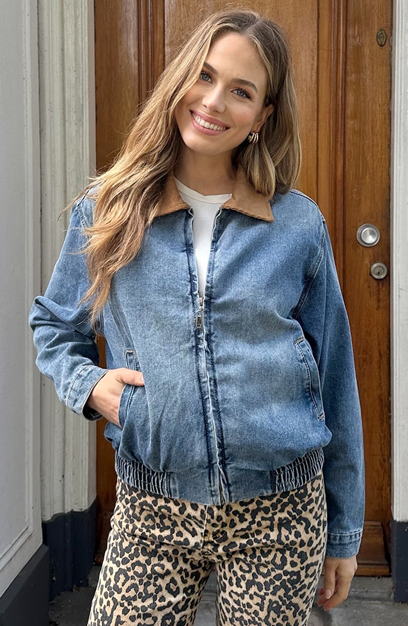 Denim Bomber Met Corduroy Kraag – jassen