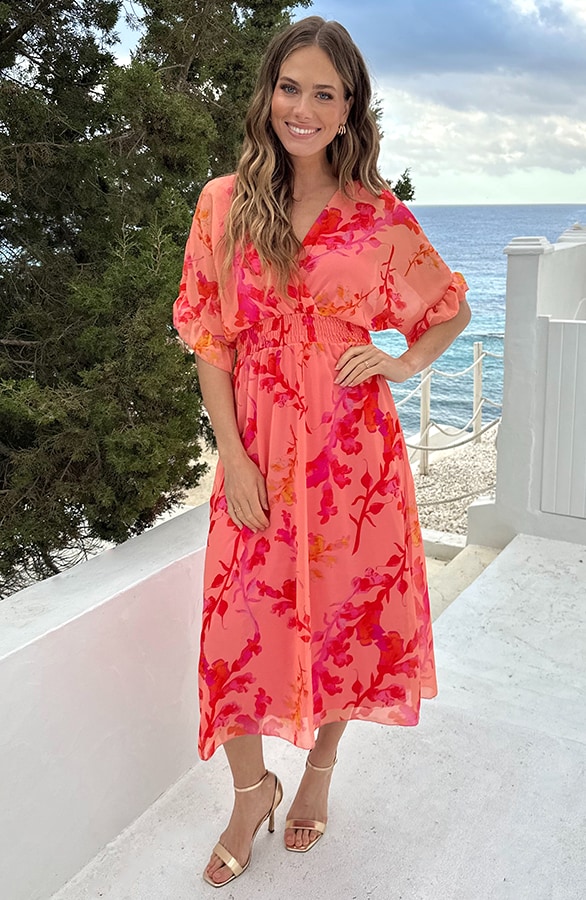 Maxi V-Hals Jurk Peach Blossom – alle jurkjes