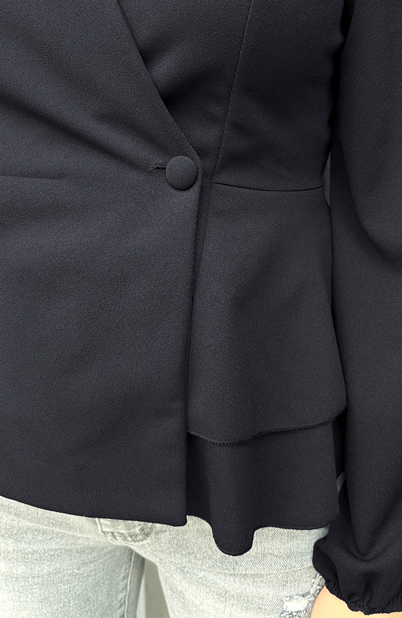 Peplum Knopen Blouse Zwart – dameskleding, foto 5