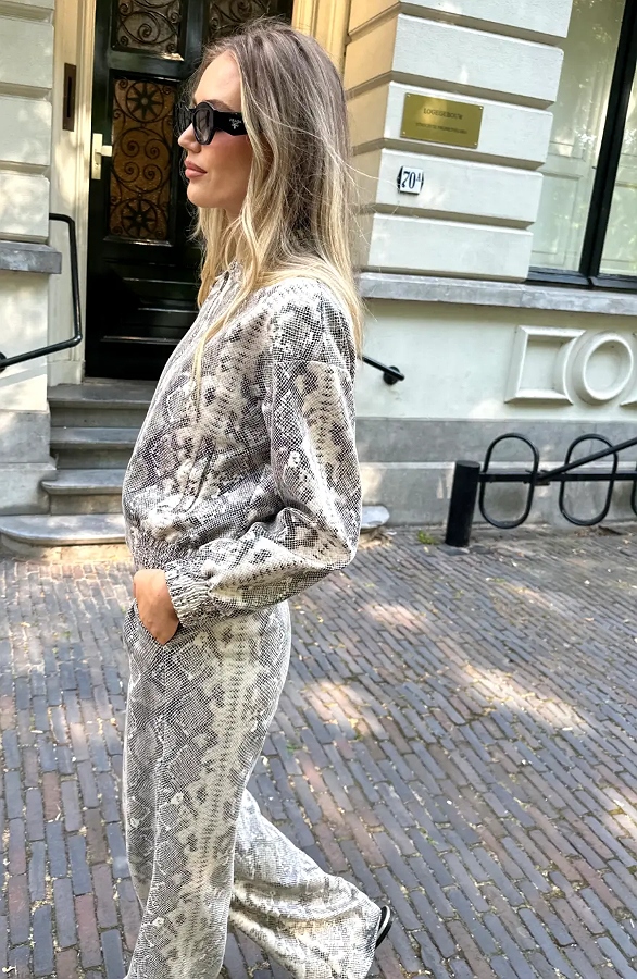 Bomber Jas Slangenprint Beige – jassen, foto 6