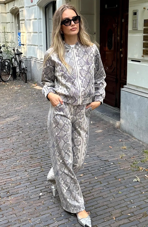 Bomber Jas Slangenprint Beige – jassen, foto 7