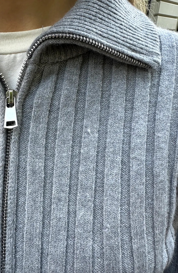 Gebreid Vest Rib Grijs – vesten, foto 8