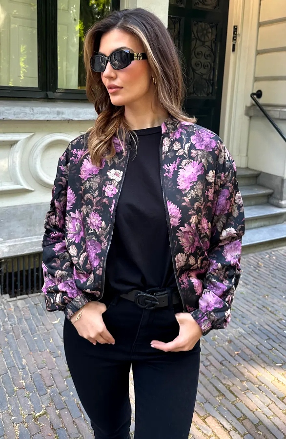 Silk Floral Bomber Jacket – jassen, foto 5