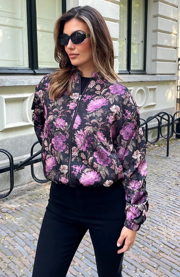 Silk Floral Bomber Jacket – jassen, foto 3