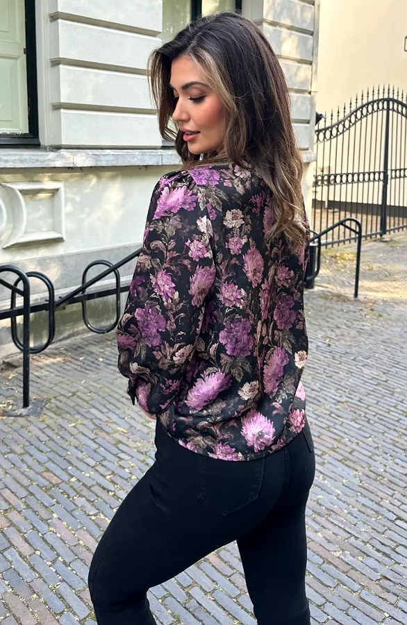 Silk Floral Longsleeve Top – dameskleding, foto 4