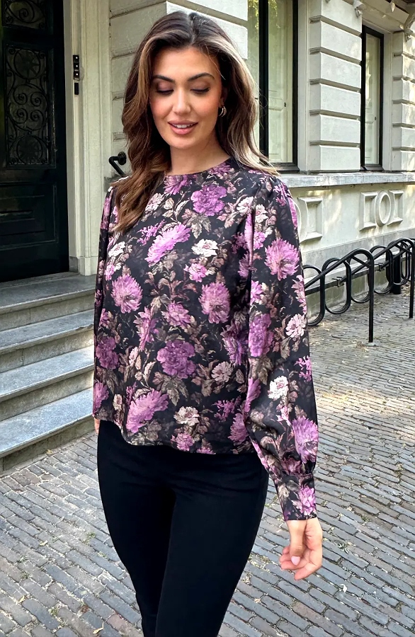 Silk Floral Longsleeve Top – dameskleding, foto 5