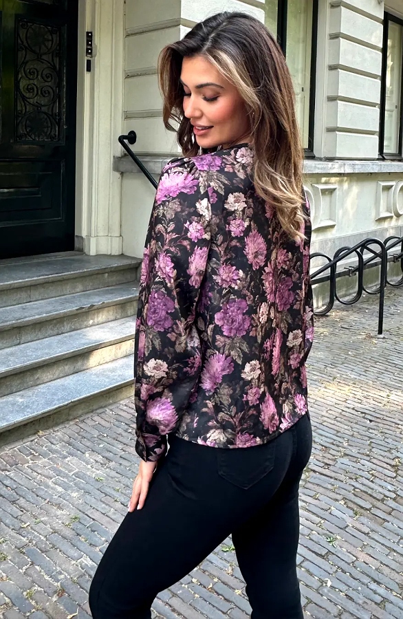Silk Floral Longsleeve Top – dameskleding, foto 6