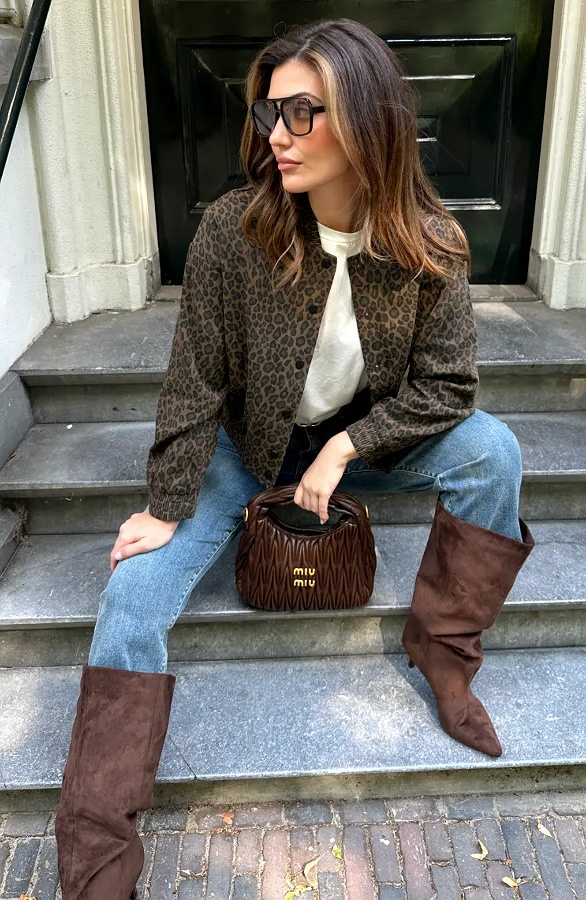 Spijker Bomber Jacket Leopard Bruin – jassen, foto 4