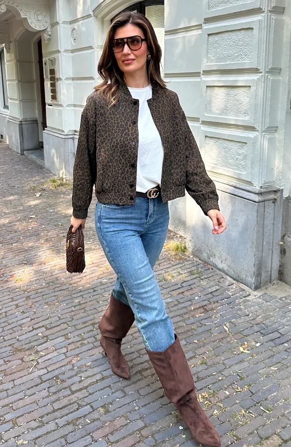 Spijker Bomber Jacket Leopard Bruin – jassen, foto 6