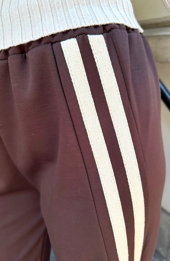 Strepen Wide Leg Broek Choco – broeken, foto 5