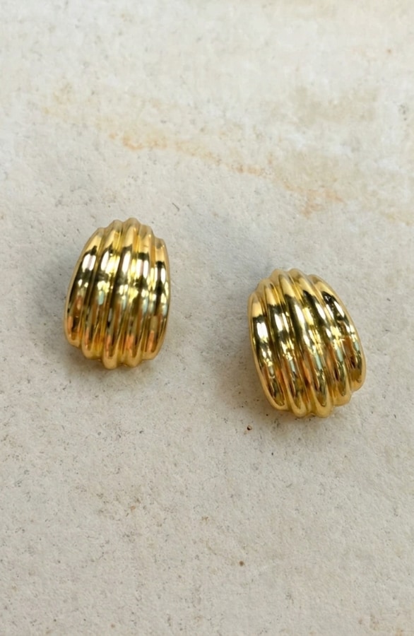 Ribbed Statement Earrings Gold – accessoires