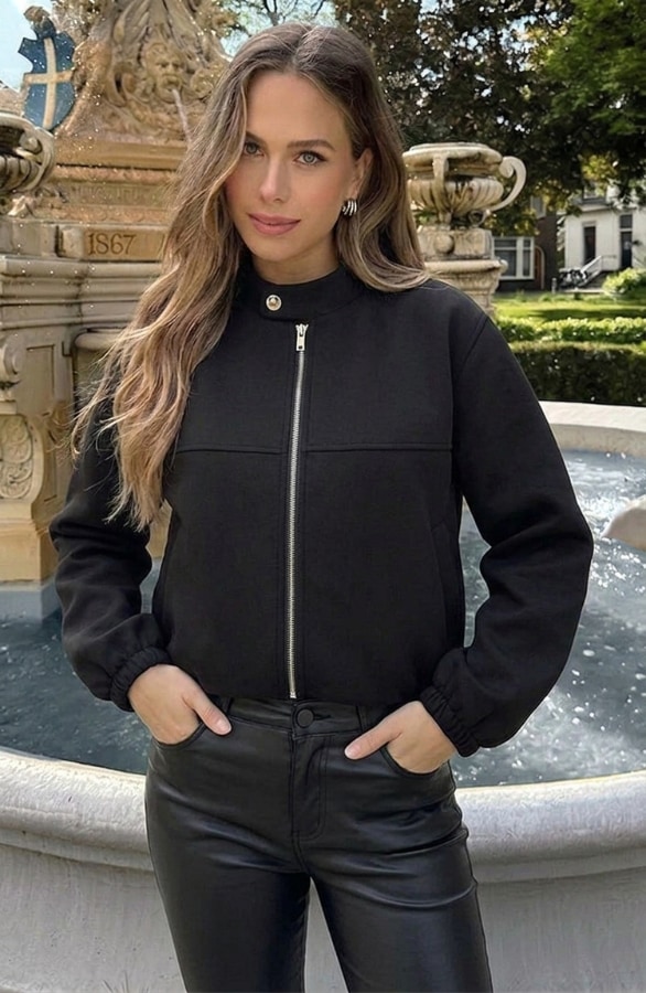 Lined Bomber Jacket Black – jassen