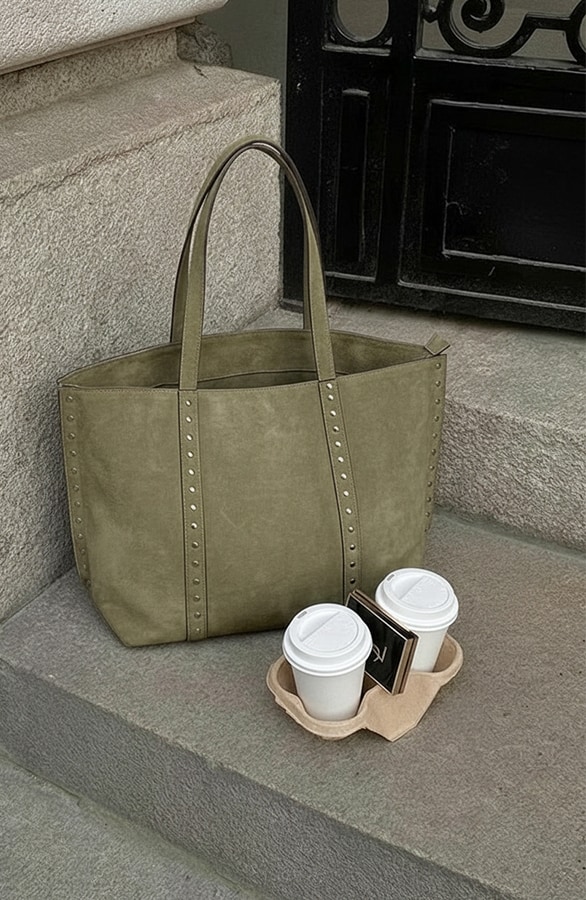 Studded Shopper Bag Army – accessoires