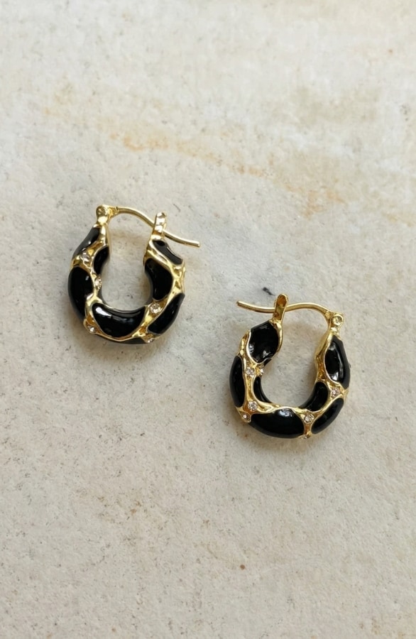 Marble Earrings Black Gold – accessoires