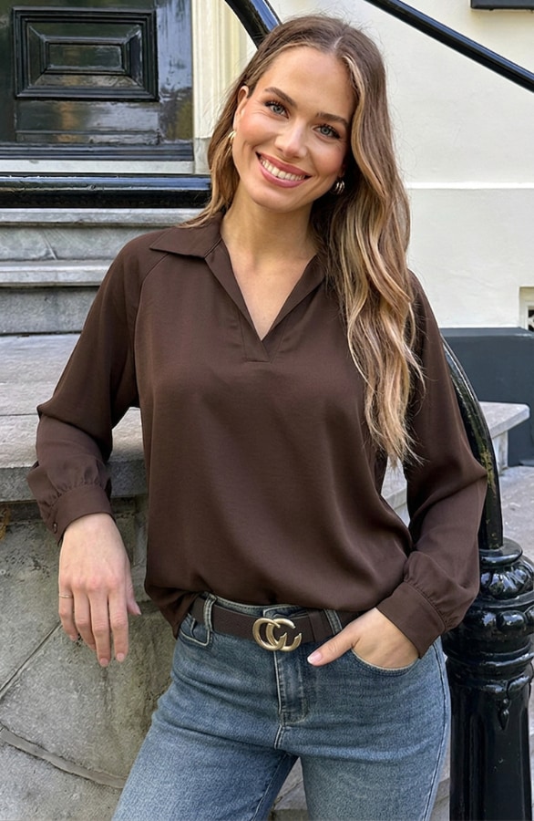 Oversized Blouse Xenna Choco – kleding, foto 4
