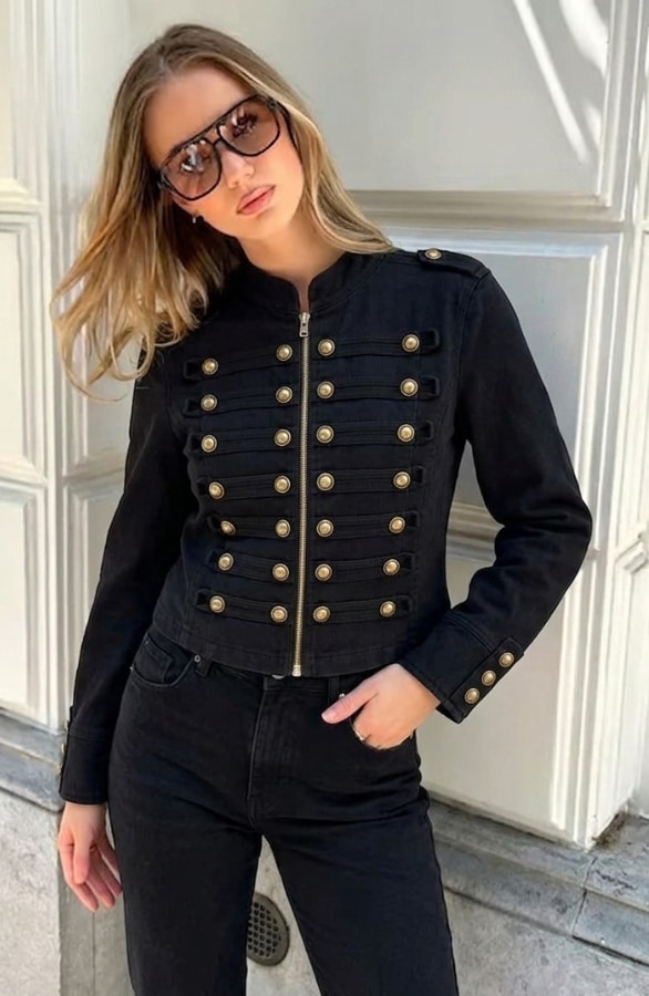 Statement Button Jacket Zwart – jassen, foto 6