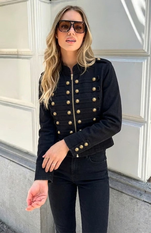 Statement Button Jacket Zwart – jassen, foto 3