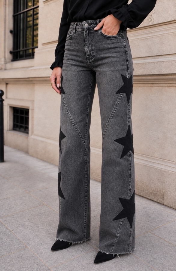 Wide Leg Star Jeans Dez Dark Grey – flared broeken