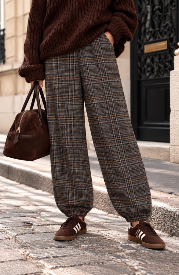 Balloon Checked Broek Choco – broeken