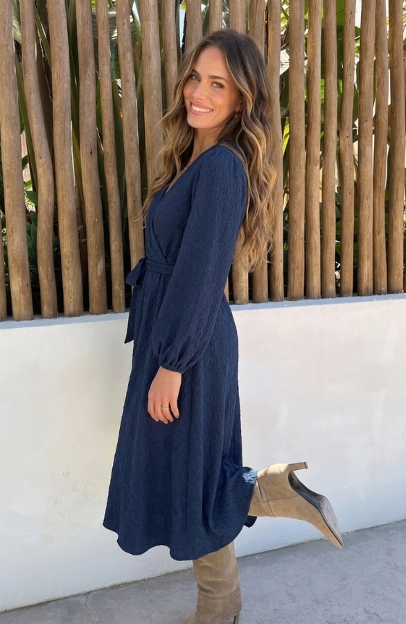 Smocked Maxi Jurk Anika Navy – alle jurkjes